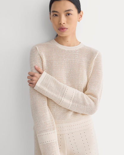 Open Knit Long-Sleeve Crew in Everyday Cotton | Canvas