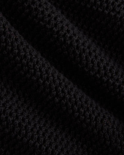 Open Knit Long-Sleeve Crew in Everyday Cotton | Black