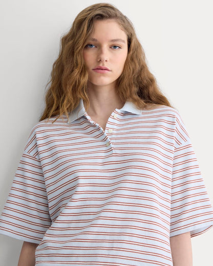 Pique Boxy Polo | Skywriting/Henna/Gardenia