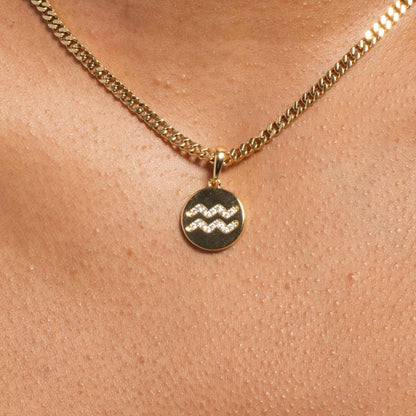 Astrology Coin Pendants in Yellow Gold
