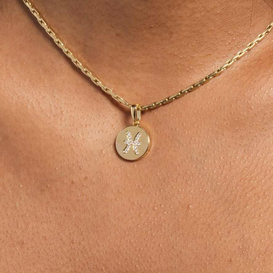 Astrology Coin Pendants in Yellow Gold
