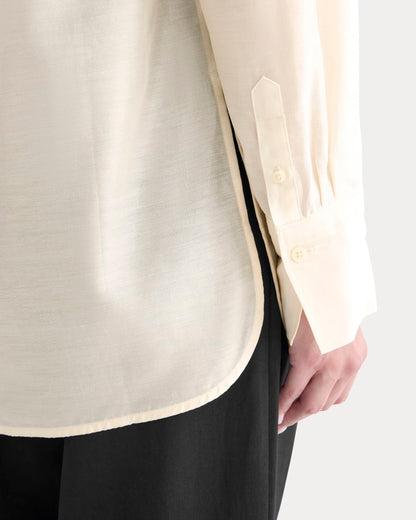 Oversized Shirt in Cotton-Silk Organza | Parchment