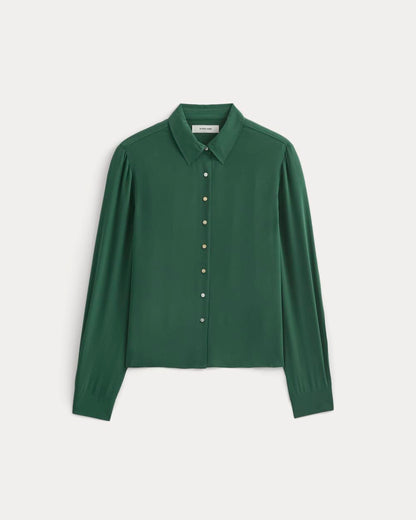 Shrunken Top in Washable Silk | Hunter Green
