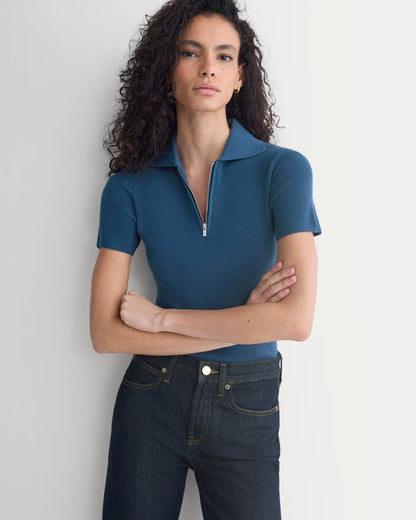 Knit Quarter-Zip Polo | Estate Blue