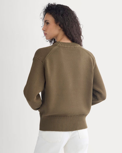 Oversized Cocoon Crew in Elevated Cotton | Beech