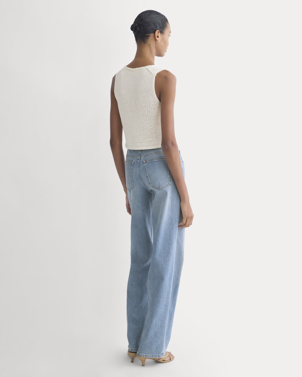 Button-Front Tank in Tape Yarn | Bone