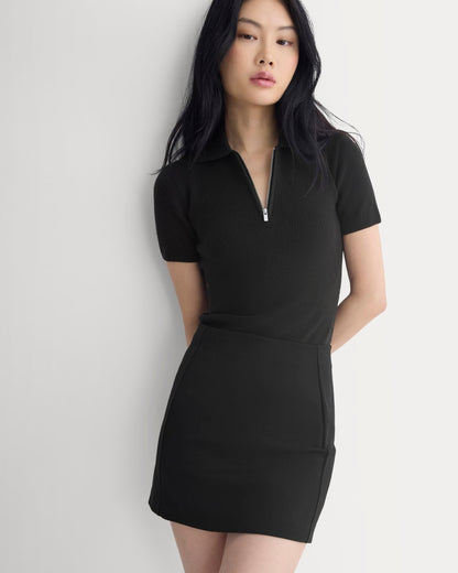 Knit Quarter-Zip Polo | Black