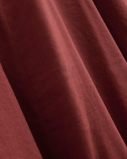 Cinched Dress in Stretch Linen | Henna Red