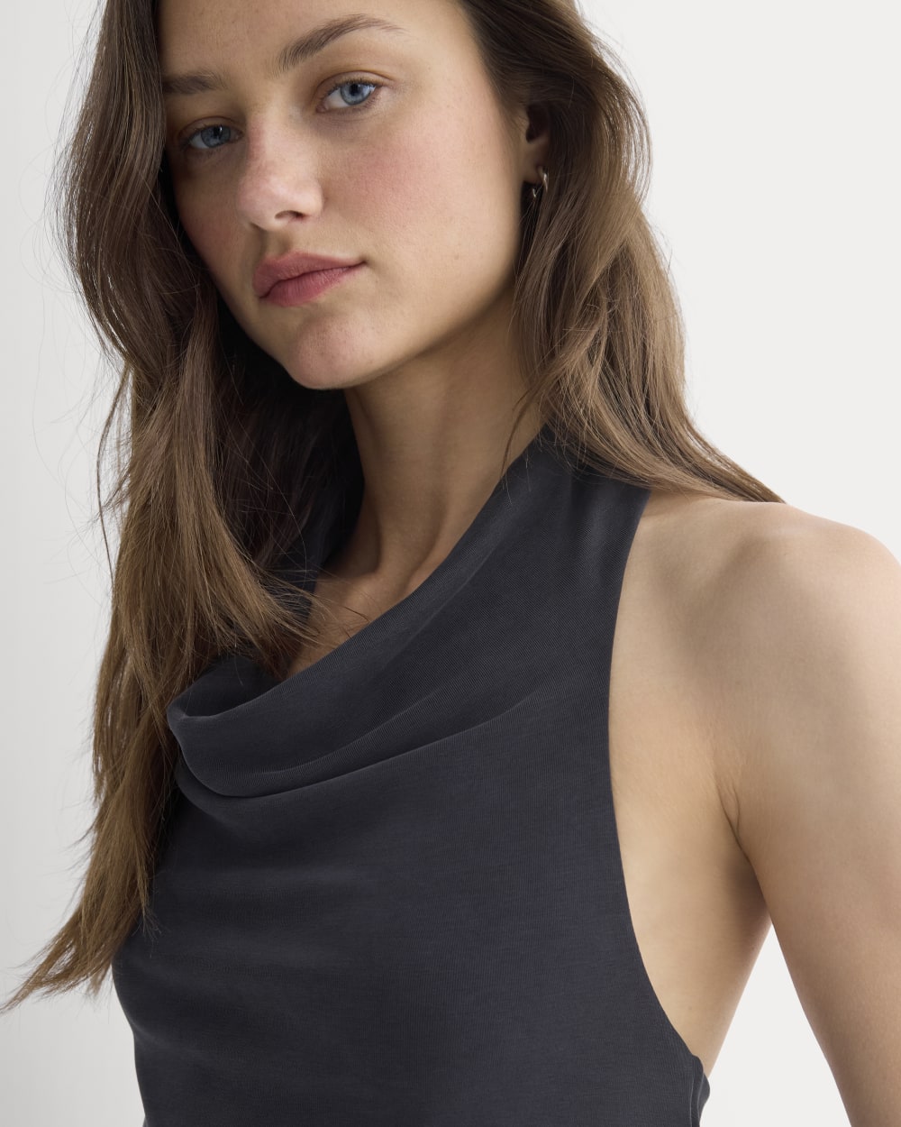 Halter Cowlneck Top in Butterknit | Black