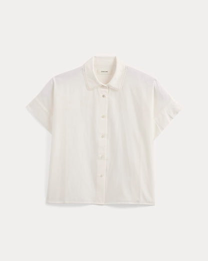 Scalloped-Collar Square Shirt | Bone