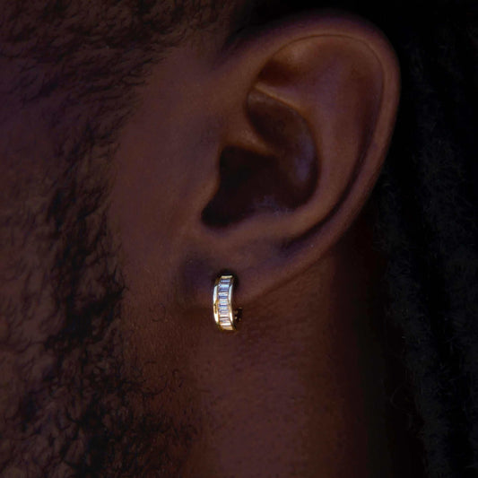 Baguette Hoop Earrings in Yellow Gold