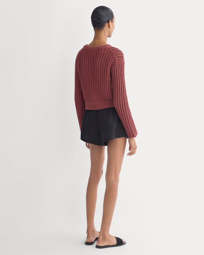 Open-Knit Crew in Elevated Cotton | Henna Red