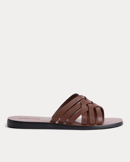 Leather Triple Crisscross Sandal | Rum