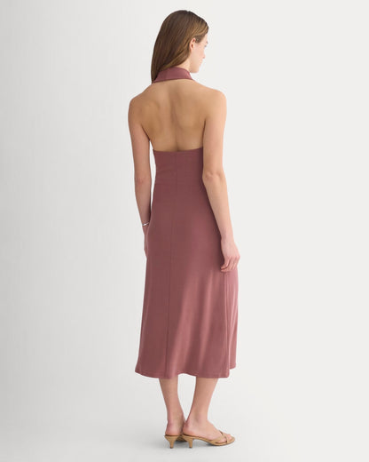 Cowlneck Halter Dress in Butterknit | Washed Henna
