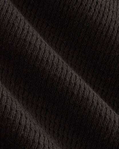 Boxy Henley in Cozy Waffle | Black