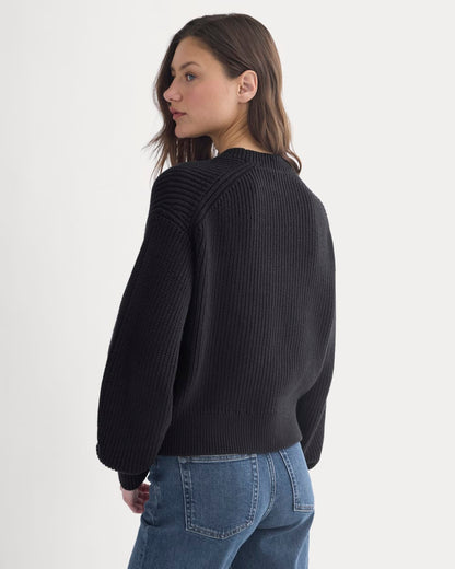 Cropped Ribbed Crew in Everyday Cotton | Black