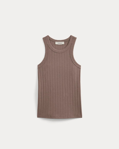 Racerback Tank in Pointelle | Heathered Chocolate Chip