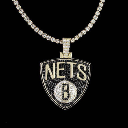 Brooklyn Nets Official NBA Logo Pendant in Yellow Gold