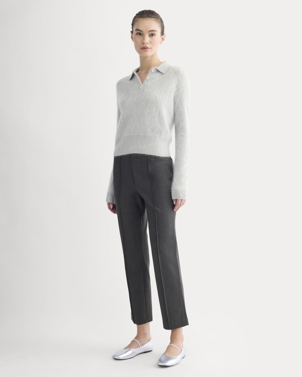 Slim Trouser in Ponte | Heathered Soot