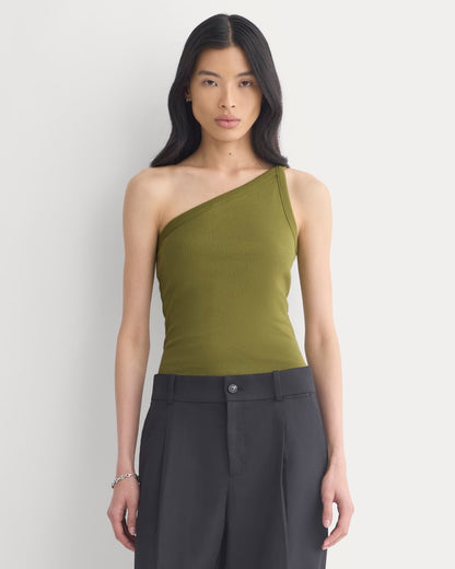 RetroSoft Cotton One-Shoulder Tank | Mayfly