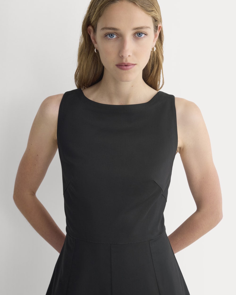 Seamed Open-Back Mini Dress | Black