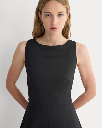 Seamed Open-Back Mini Dress | Black