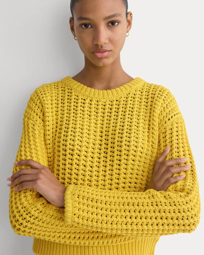 Open-Knit Crew in Elevated Cotton | Passion Fruit