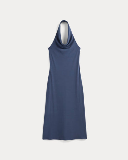 Cowlneck Halter Dress in Butterknit | Washed Navy