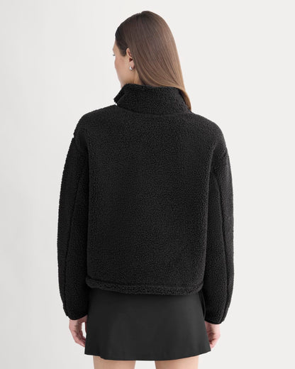 Reversible Teddy Half-Zip Pullover | Black