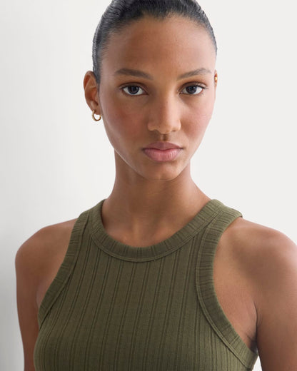 Racerback Tank in Pointelle | Olive Night