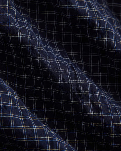 Textured Voile Button-Up Shirt | Navy Plaid