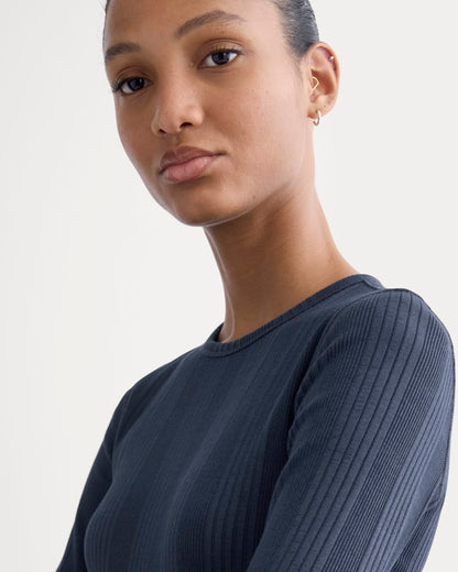 Lounge Rib Cropped Shirt | Navy
