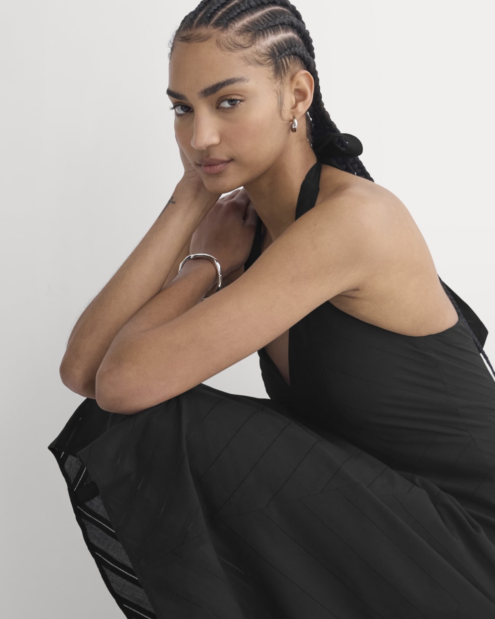Textured Halter Midi Dress | Black