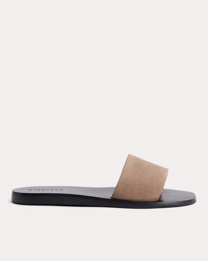 Suede Slide Sandal | Almond Buff Suede