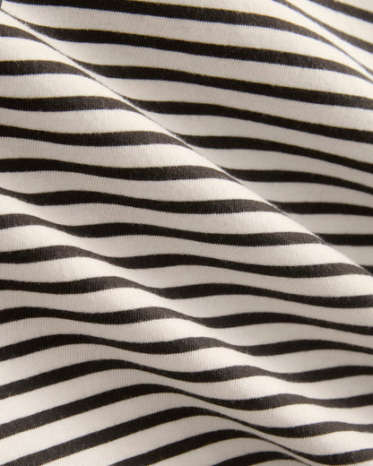 Oversized Boxy Crew in Essential Cotton | Bone / Pirate Black Stripe