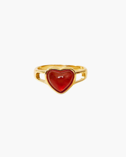Carnelian Heart Ring in Silver