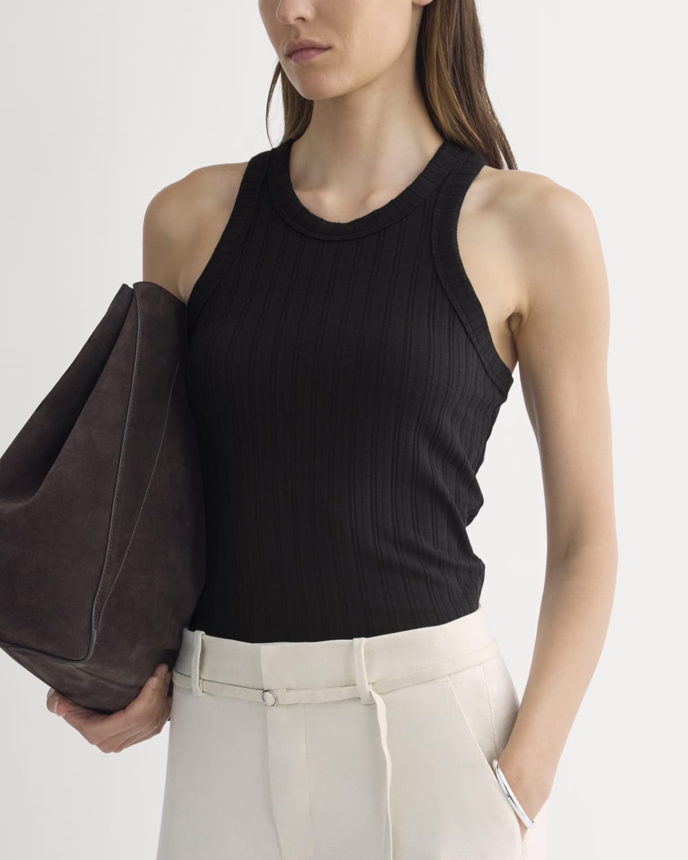 Racerback Tank in Pointelle | Black