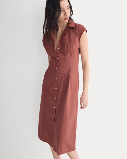 Muscle Shirtdress in Lightweight Cotton | Henna Red