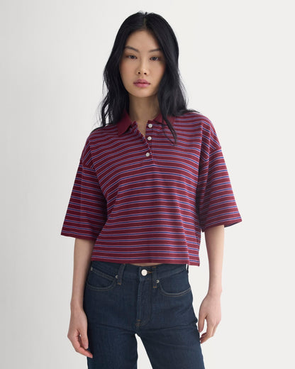Pique Boxy Polo | Pomegranate/Heather Rose/Estate Blue