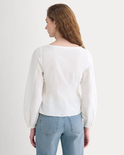 Balloon Sleeve Top in Cotton Silk | Bone