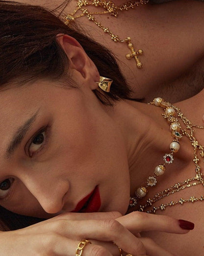 Chunky Flowy Hoop Earrings in Gold