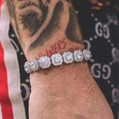 Clustered Tennis Bracelet in White Gold- 12mm