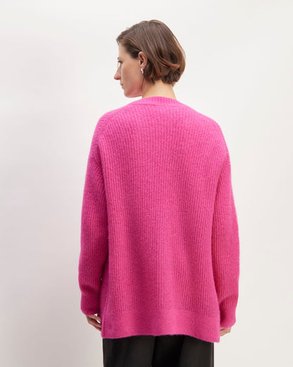 The Alpaca Oversized Cardigan | Fuchsia Pink