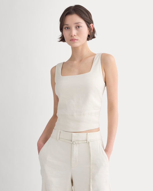 Square Tank in Stretch Linen | Birch