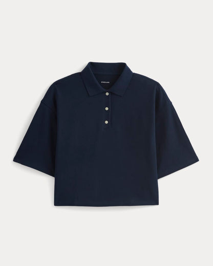 Pique Boxy Polo | Navy