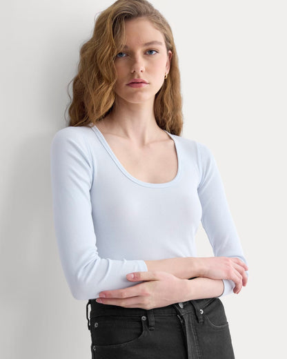Luxe Rib Deep U-Neck Top | Skywriting