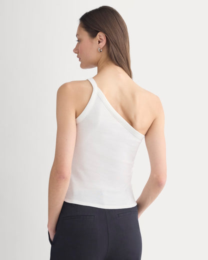 RetroSoft Cotton One-Shoulder Tank | Bone