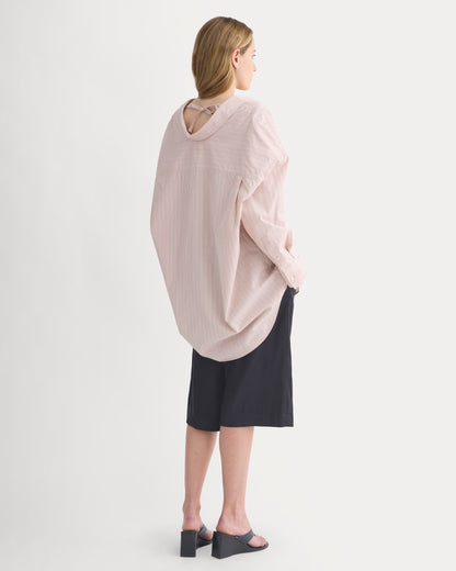 Back-Tie Oversized Shirt in Washed Poplin | Burnished Lilac/Gardenia