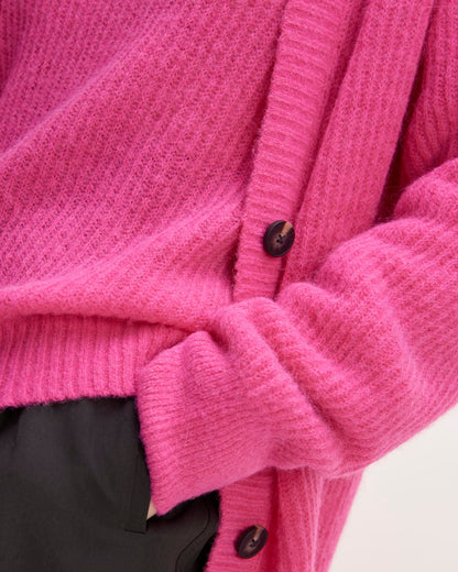 The Alpaca Oversized Cardigan | Fuchsia Pink