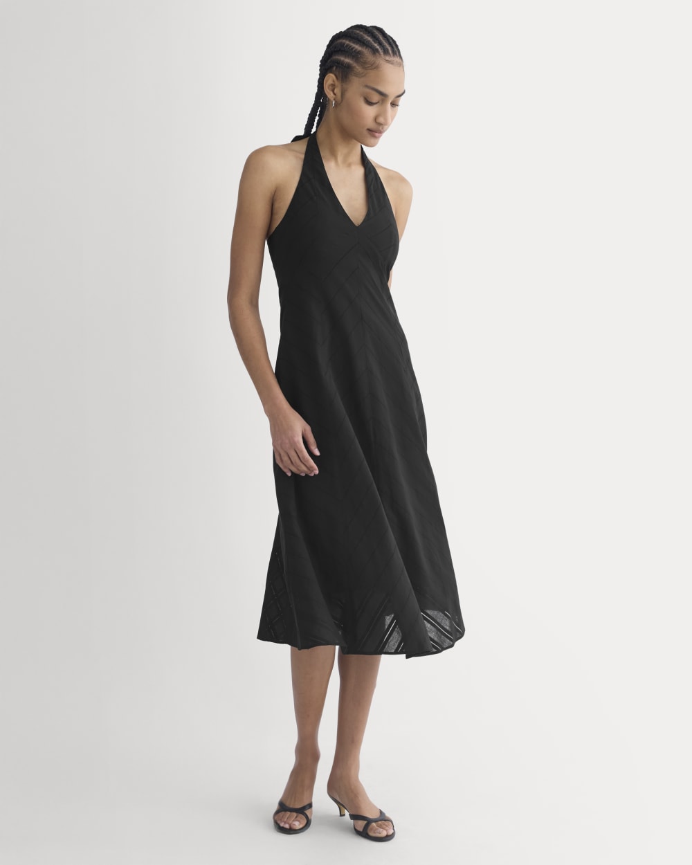 Textured Halter Midi Dress | Black